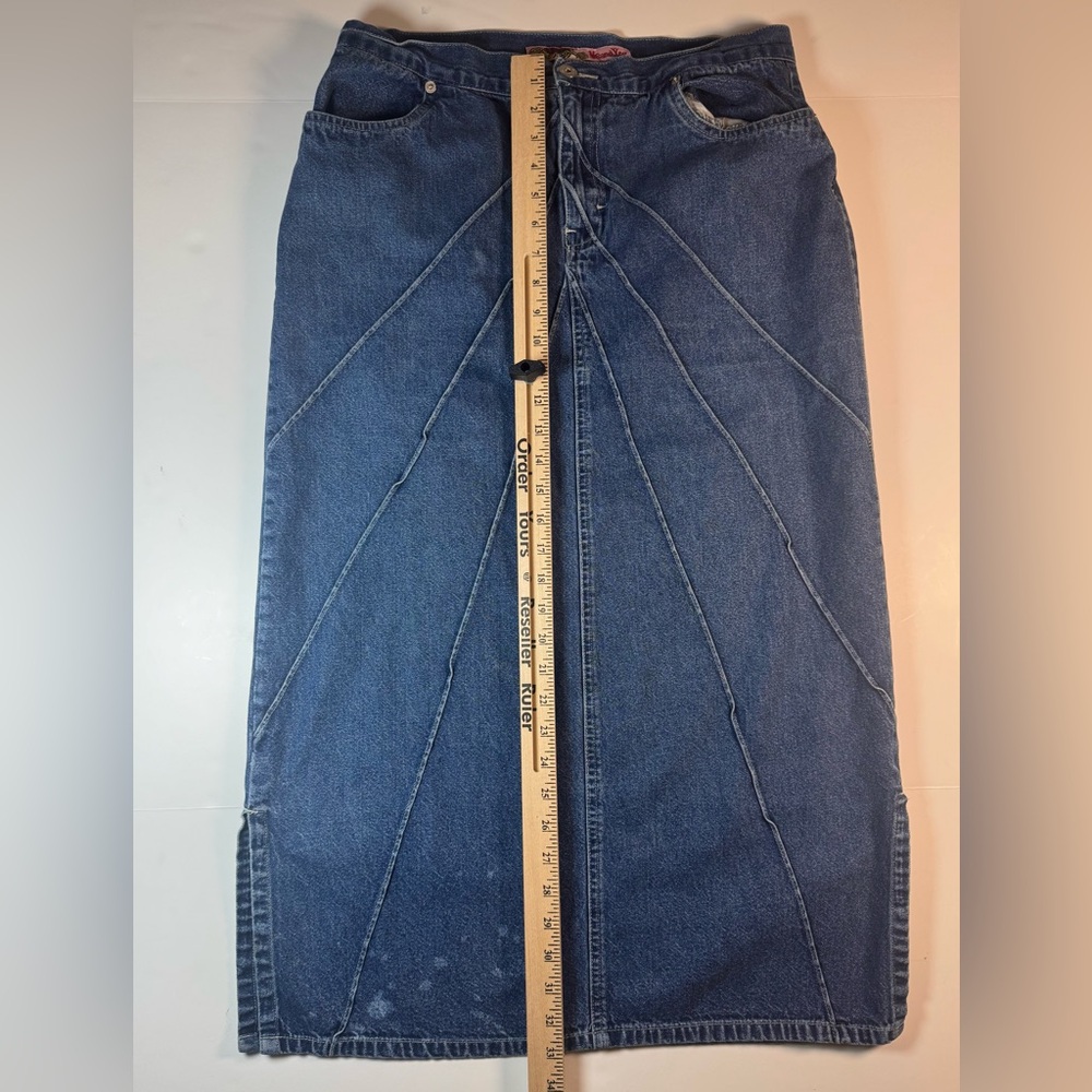 Vintage Me and You Skirt Womens Large Blue Denim Long Distressed Y2K 90s Style - Picture 2 of 7